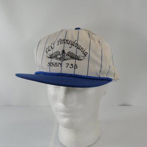 Vintage USS Pennsylvania SSBN-735 Snapback Striped Corded Cap Hat San Sun ROC